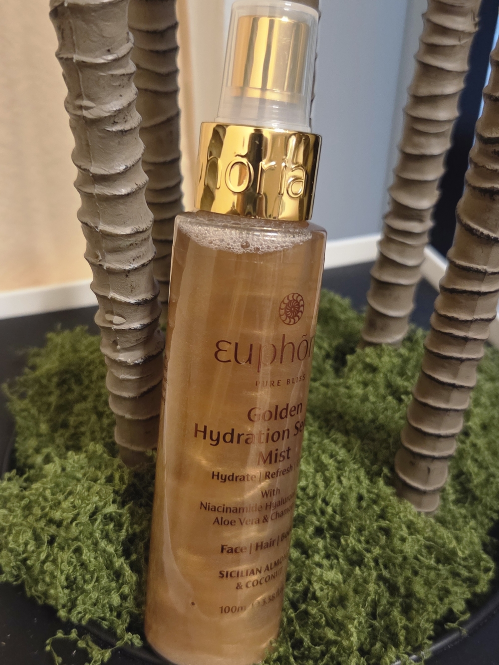 Euphoria Pure Bliss Golden Hydration Mist Almond Coconut Face Hair 100ml New